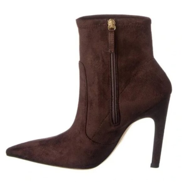 Good American Icon Bootie Suede Chocolate Brown Heeled Pointy NEW NIB - Picture 8 of 10